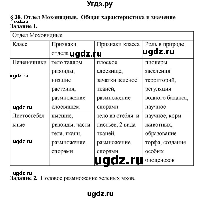 ГДЗ (Решебник) по биологии 7 класс (рабочая тетрадь) Пономарева И.Н. / параграф / 38