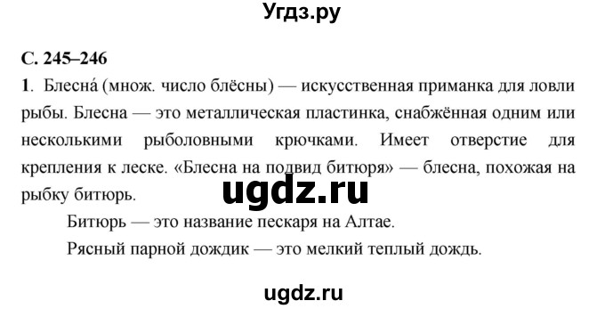 ГДЗ (Решебник) по литературе 7 класс Г.С. Меркин / часть 2. страница номер / 245–246