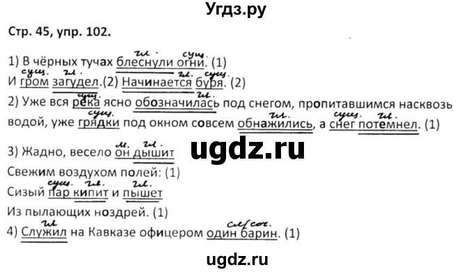 ГДЗ (Решебник 2017) по русскому языку 5 класс (рабочая тетрадь Скорая помощь) Янченко В.Д. / упражнение / 102