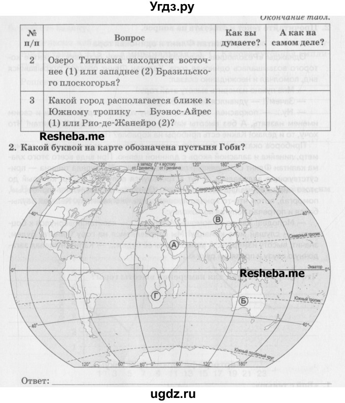 ГДЗ (Учебник) по географии 6 класс (рабочая тетрадь) Домогацких Е.М. / параграф номер / 16(продолжение 4)