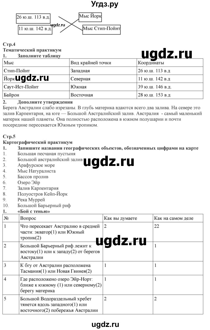 ГДЗ (Решебник) по географии 7 класс (рабочая тетрадь) Домогацких Е.М. / параграф номер / 28(продолжение 2)