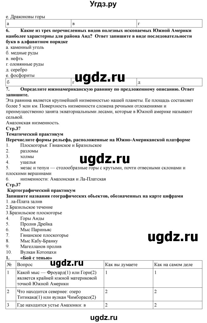 ГДЗ (Решебник) по географии 7 класс (рабочая тетрадь) Домогацких Е.М. / параграф номер / 36(продолжение 2)