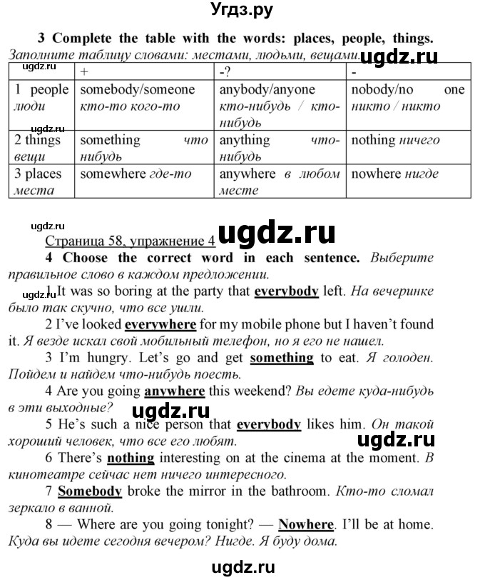 ГДЗ (Решебник) по английскому языку 7 класс Карпюк О.Д. / страница-№ / 58(продолжение 2)