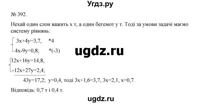 ГДЗ (Решебник) по алгебре 7 класс Цейтлiн О.I. / вправа номер / 392