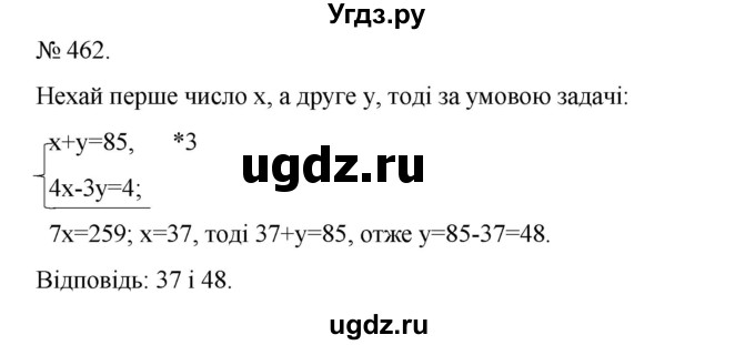 ГДЗ (Решебник) по алгебре 7 класс Цейтлiн О.I. / вправа номер / 462