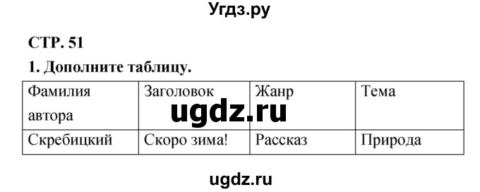 ГДЗ (Решебник) по литературе 3 класс (тетрадь для контрольных работ) Ефросинина Л.А. / часть 1 (страница) / 51