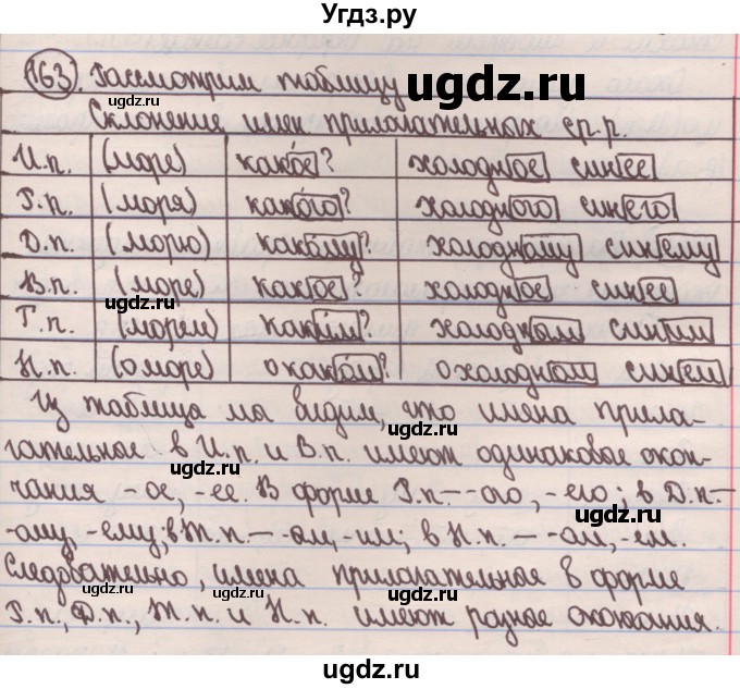 ГДЗ (Решебник) по русскому языку 4 класс Антипова М.Б. / часть 1 / упражнение-номер / 163