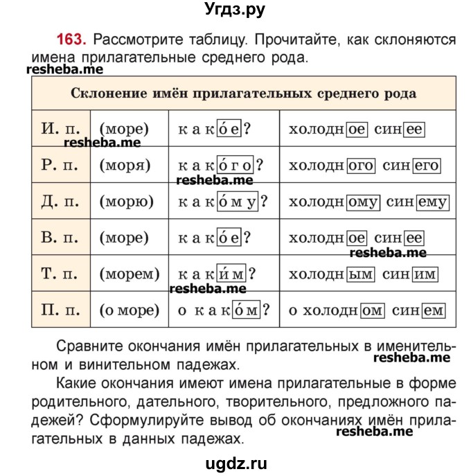 ГДЗ (Учебник) по русскому языку 4 класс Антипова М.Б. / часть 1 / упражнение-номер / 163