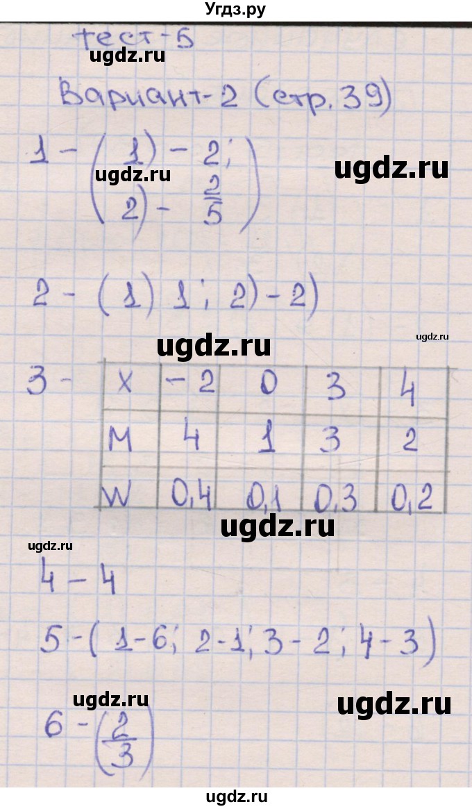ГДЗ (Решебник) по алгебре 9 класс (тематические тесты ОГЭ) Ткачева М.В. / тест 5. вариант номер / 2