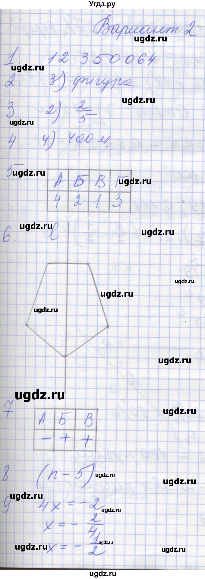 ГДЗ (Решебник) по математике 6 класс (контрольные работы) Кузнецова Л.В. / итоговый тест. вариант номер / 2
