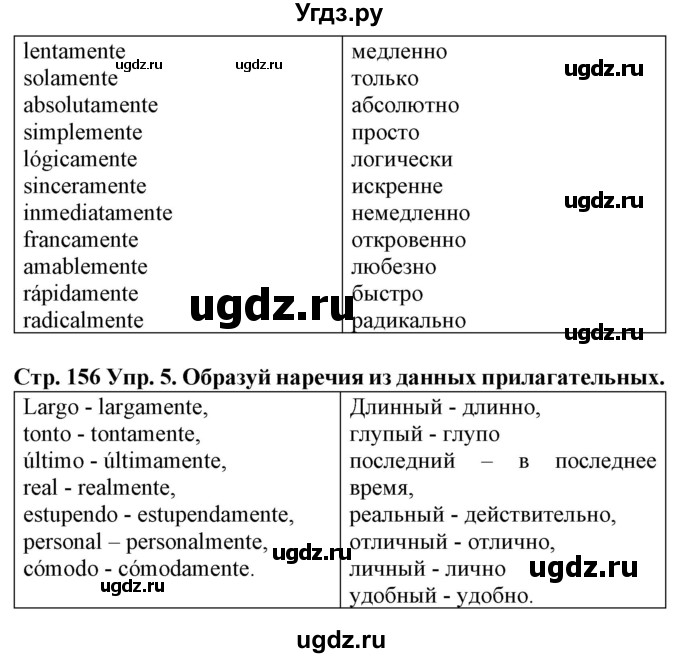 ГДЗ (Решебник) по испанскому языку 9 класс Гриневич Е.К. / страница номер / 156(продолжение 2)