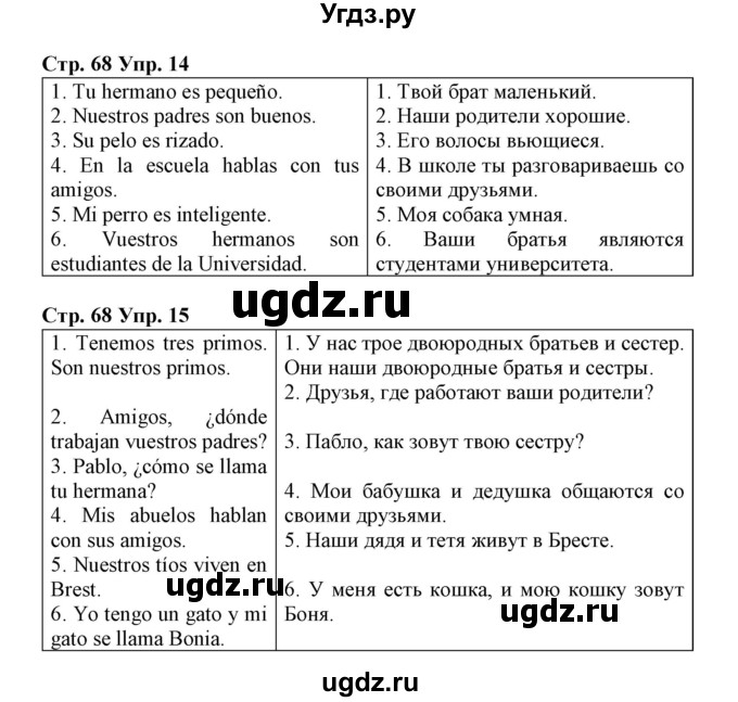 ГДЗ (Решебник) по испанскому языку 3 класс (рабочая тетрадь) Гриневич Е.К. / страница номер / 68