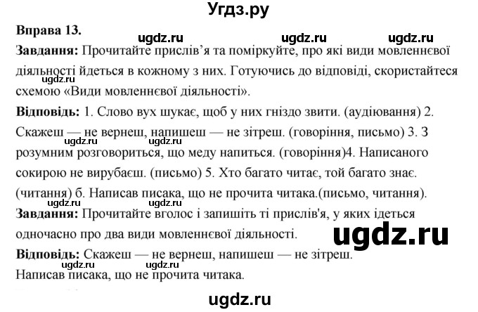 ГДЗ (Решебник) по украинскому языку 6 класс Глазова О.П. / вправа номер / 13