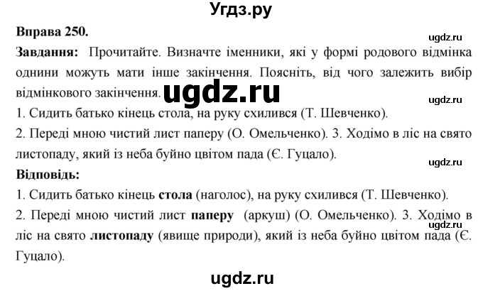 ГДЗ (Решебник) по украинскому языку 6 класс Глазова О.П. / вправа номер / 250