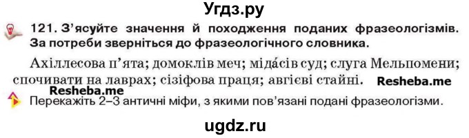 ГДЗ (Учебник) по украинскому языку 6 класс Глазова О.П. / вправа номер / 121