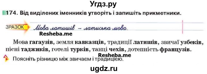 ГДЗ (Учебник) по украинскому языку 6 класс Глазова О.П. / вправа номер / 174
