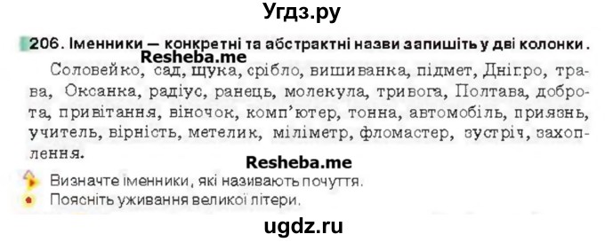 ГДЗ (Учебник) по украинскому языку 6 класс Глазова О.П. / вправа номер / 206