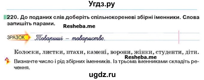 ГДЗ (Учебник) по украинскому языку 6 класс Глазова О.П. / вправа номер / 220