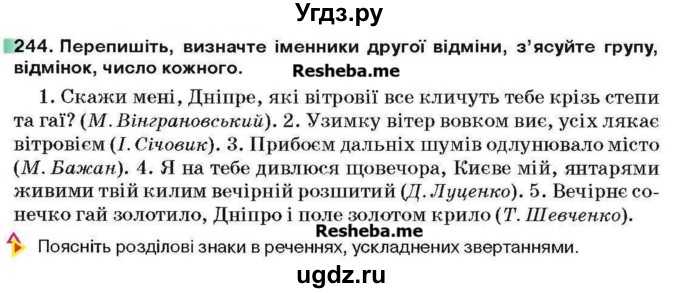 ГДЗ (Учебник) по украинскому языку 6 класс Глазова О.П. / вправа номер / 244