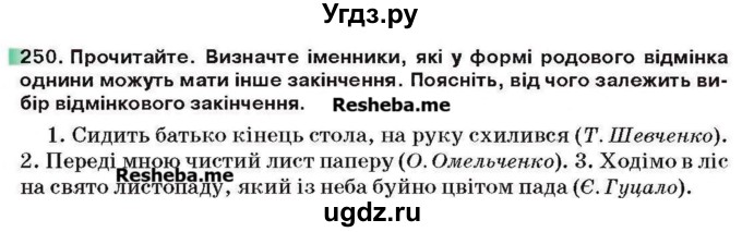 ГДЗ (Учебник) по украинскому языку 6 класс Глазова О.П. / вправа номер / 250