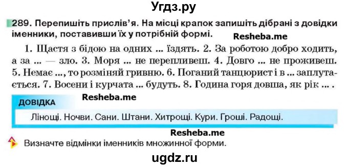 ГДЗ (Учебник) по украинскому языку 6 класс Глазова О.П. / вправа номер / 289