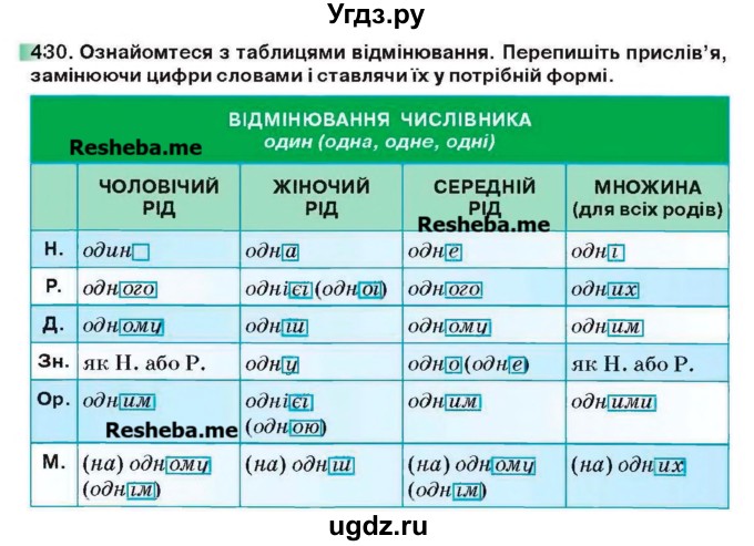 ГДЗ (Учебник) по украинскому языку 6 класс Глазова О.П. / вправа номер / 430