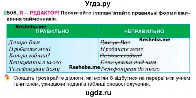 ГДЗ (Учебник) по украинскому языку 6 класс Глазова О.П. / вправа номер / 506