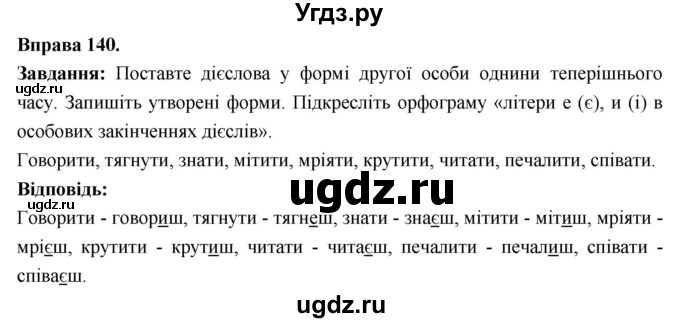 ГДЗ (Решебник) по украинскому языку 7 класс Глазова О.П. / вправа номер / 140