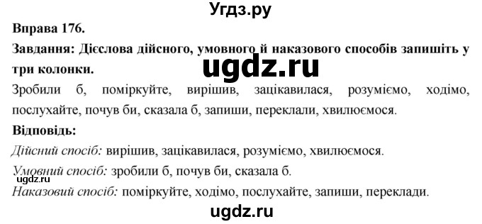 ГДЗ (Решебник) по украинскому языку 7 класс Глазова О.П. / вправа номер / 176