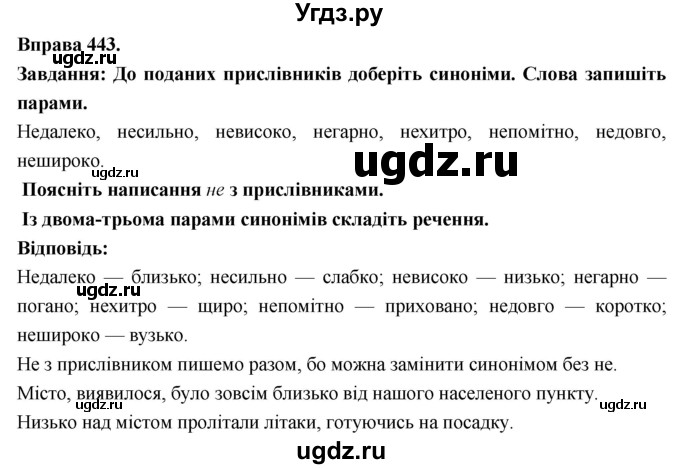 ГДЗ (Решебник) по украинскому языку 7 класс Глазова О.П. / вправа номер / 443