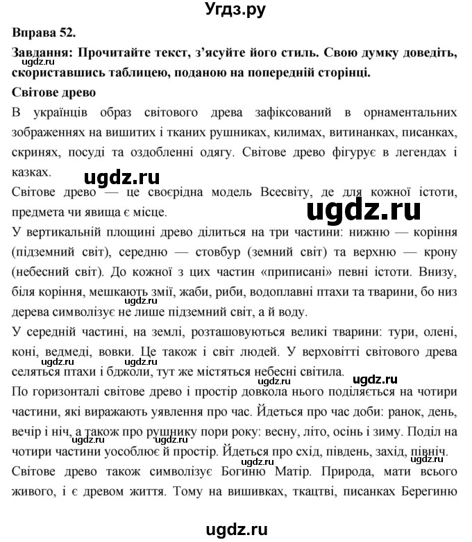 ГДЗ (Решебник) по украинскому языку 7 класс Глазова О.П. / вправа номер / 52