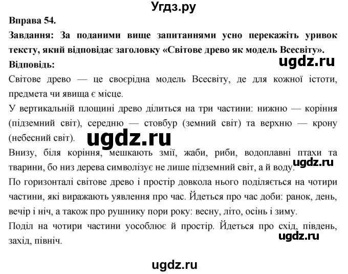 ГДЗ (Решебник) по украинскому языку 7 класс Глазова О.П. / вправа номер / 54