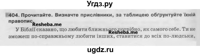 ГДЗ (Учебник) по украинскому языку 7 класс Глазова О.П. / вправа номер / 404
