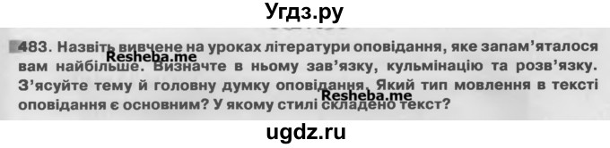 ГДЗ (Учебник) по украинскому языку 7 класс Глазова О.П. / вправа номер / 483