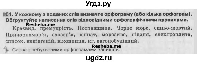 ГДЗ (Учебник) по украинскому языку 7 класс Глазова О.П. / вправа номер / 61