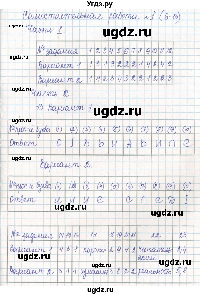 ГДЗ (Решебник) по русскому языку 6 класс (тематический контроль) Александров В.Н. / страница номер / 6-13