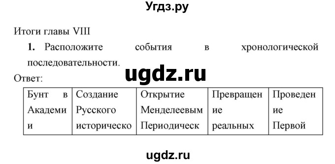 ГДЗ (Решебник) по истории 9 класс (рабочая тетрадь) Симонова Е.В. / итоги главы номер / 8