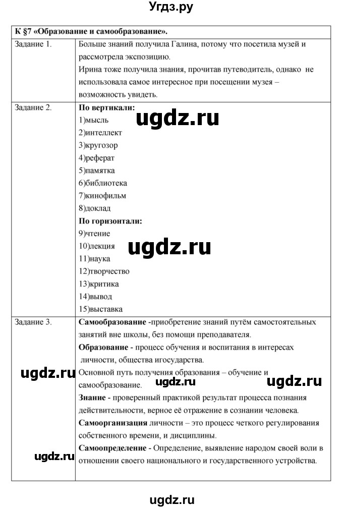 ГДЗ (Решебник) по обществознанию 5 класс (рабочая тетрадь) Иванова Л.Ф. / параграф номер / 7