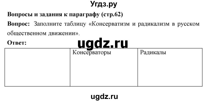 ГДЗ (Решебник) по истории 9 класс Ляшенко Л.М. / страница номер / 62