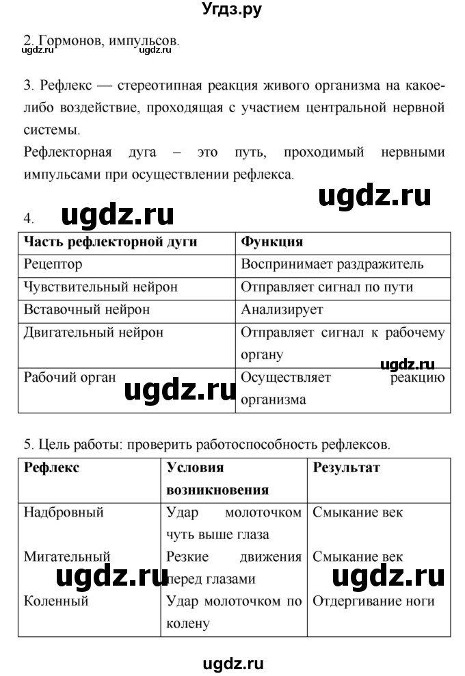 ГДЗ (Решебник) по биологии 8 класс (рабочая тетрадь) Пасечник В.В. / параграф номер / 6(продолжение 2)