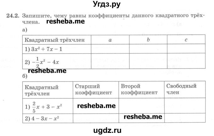 ГДЗ (Учебник) по алгебре 8 класс (рабочая тетрадь) Зубарева И.И. / параграф 24-номер / 24.2