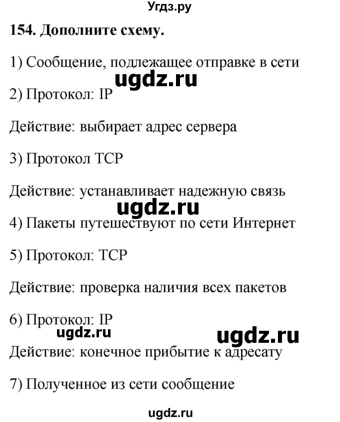 ГДЗ (Решебник) по информатике 9 класс (рабочая тетрадь) Босова Л.Л. / задание.№ / 154