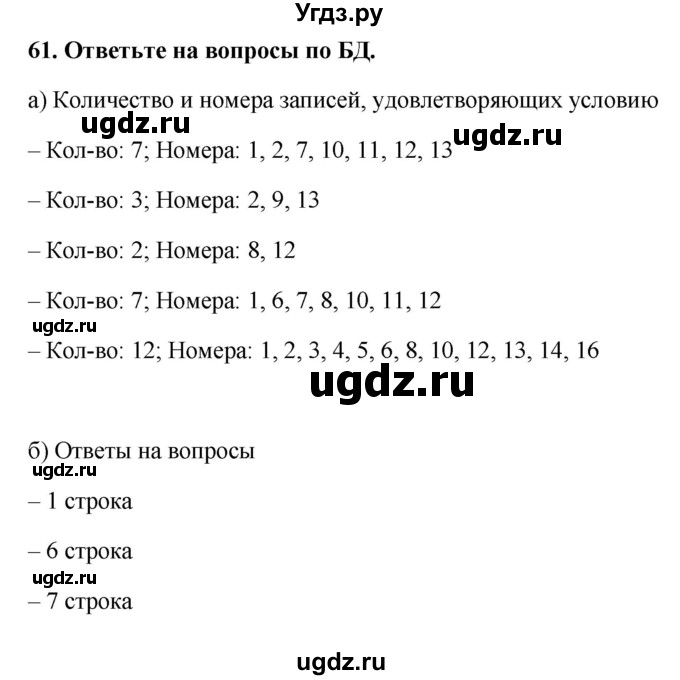 ГДЗ (Решебник) по информатике 9 класс (рабочая тетрадь) Босова Л.Л. / задание.№ / 61