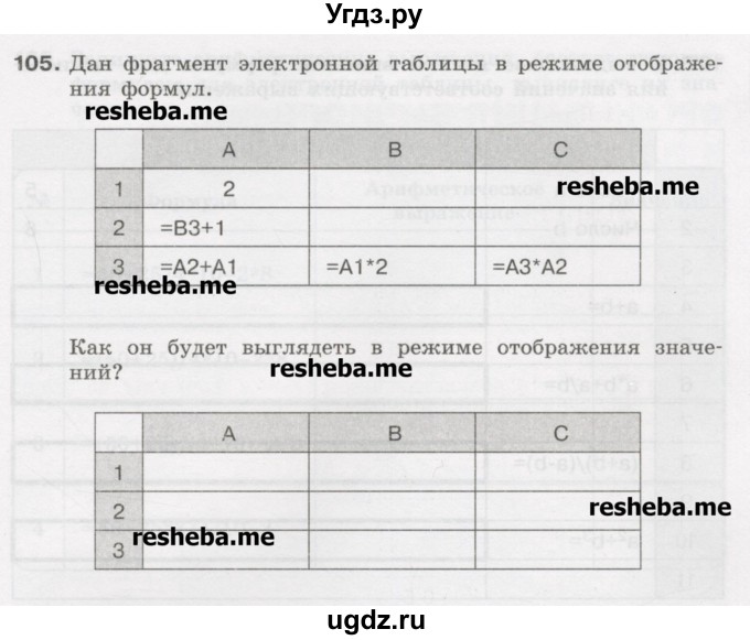 ГДЗ (Учебник) по информатике 9 класс (рабочая тетрадь) Босова Л.Л. / задание.№ / 105