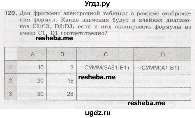 ГДЗ (Учебник) по информатике 9 класс (рабочая тетрадь) Босова Л.Л. / задание.№ / 120