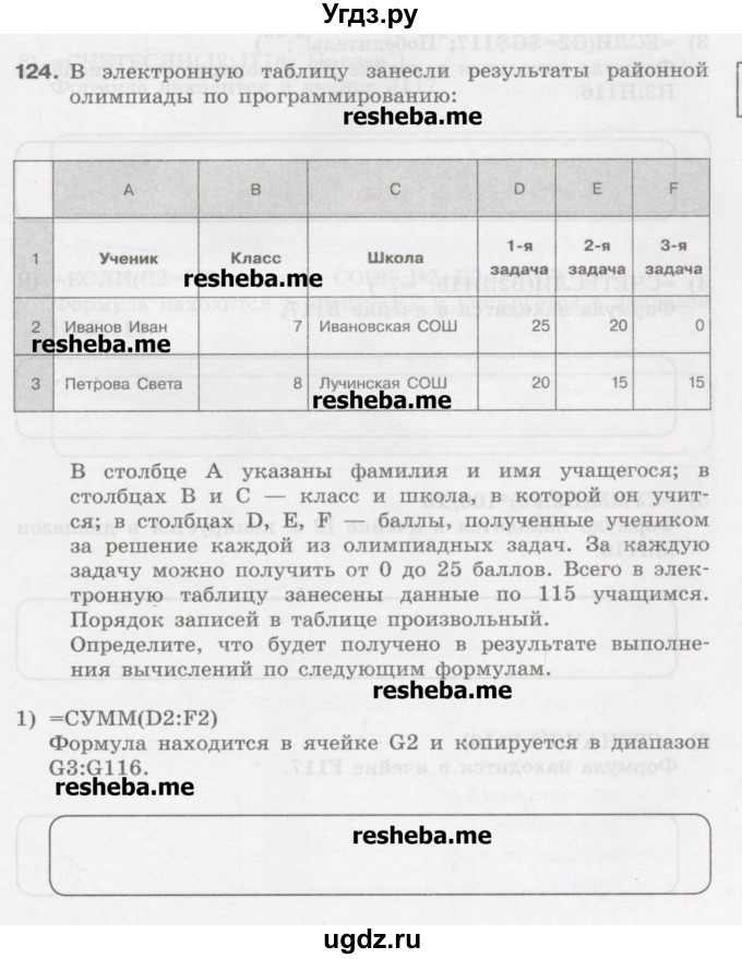 ГДЗ (Учебник) по информатике 9 класс (рабочая тетрадь) Босова Л.Л. / задание.№ / 124