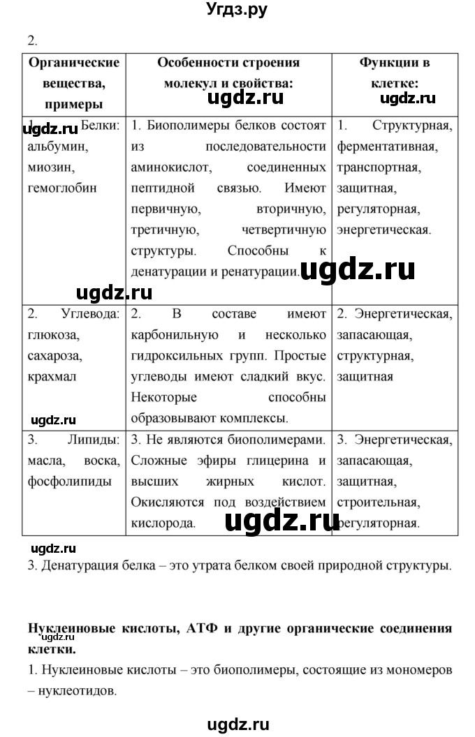 ГДЗ (Решебник) по биологии 10 класс (рабочая тетрадь) Пасечник В.В. / глава 1 номер / Тема 2(продолжение 5)