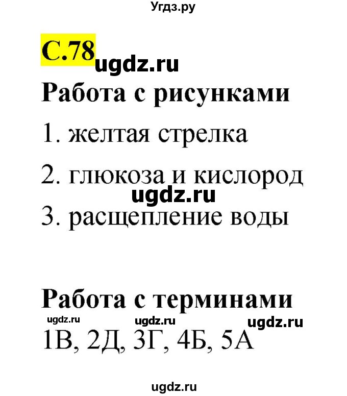 ГДЗ (Решебник) по биологии 10 класс (рабочая тетрадь) Захаров В.Б. / страница номер / 78