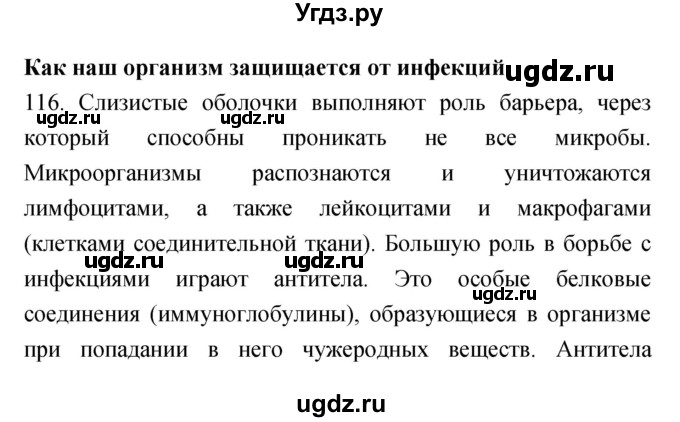 ГДЗ (Решебник к тетради 2019) по биологии 8 класс (рабочая тетрадь) Сонин Н.И. / номер / 116