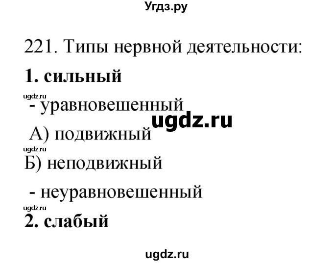 ГДЗ (Решебник к тетради 2019) по биологии 8 класс (рабочая тетрадь) Сонин Н.И. / номер / 221